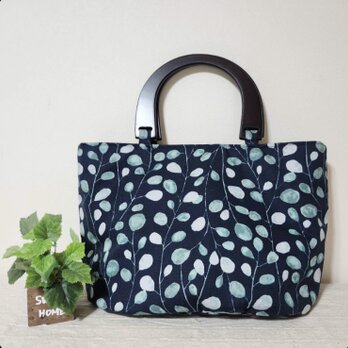 wood♡はっぱ柄トートbag