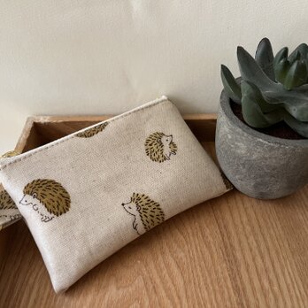 10ミニラミネートポーチ　ハリネズミ　カラビナ