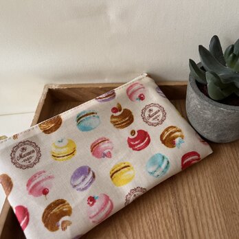 14裏付き　ミニラミネートポーチ　マカロン　カラビナ