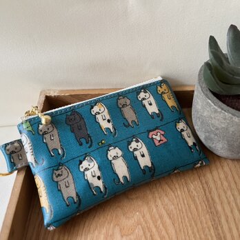 10ミニラミネートポーチ　洗濯ねこ　カラビナ