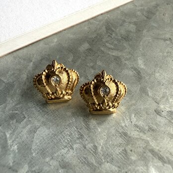 PA343-【 AVON 】エイボン・ヴィンテージピアス 1989 Gold Tone Crown