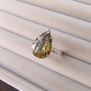 SV　Black tourmaline Limonite in quartz Ring