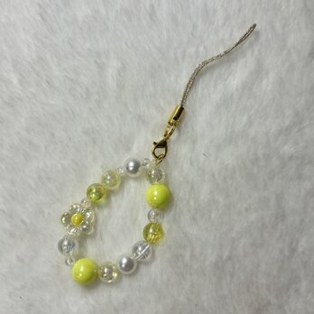 イエロー系ビーズストラップ