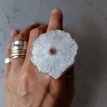 ローズクォーツ・シルバーリング　石と銀の装身具　宮本紀子 石と銀の装身具 宮本紀子 ローズクォーツ・シルバーリング HOME