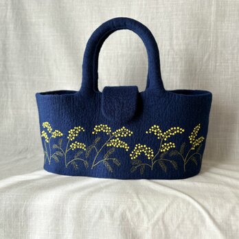 羊毛刺繍フェルトバック/ mimosa