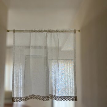 カフェカーテン　飾りレース付き【ミュレ】【薄地　リノ　パリジエンヌ　アイボリー　】