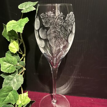 葡萄のグラス①〜手彫りガラス〜