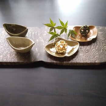 自然美・たくり杢の木皿　　タモ・長皿・プレート・ディスプレイ