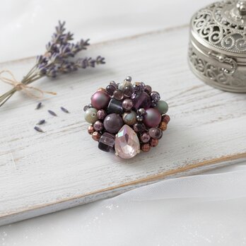 こっくりとしたパープルのブローチ（K1231)