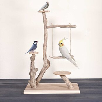 流木の止まり木【バードランドの子守歌】バードスタンド、止まり木、流木、流木アート、飾り棚、１２８