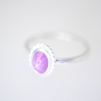リング　シルバー925　シンセティックスタールビー　1.25ct