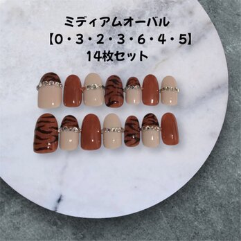 【現品販売】大人ゼブラフレンチネイル|モード14枚セット・ミディアムオーバル