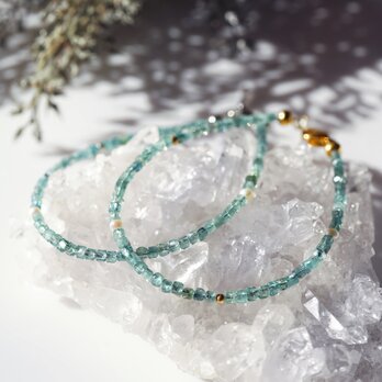 ブルーグリーントルマリンの一連ブレスレット　～忍野八海（おしのはっかい）