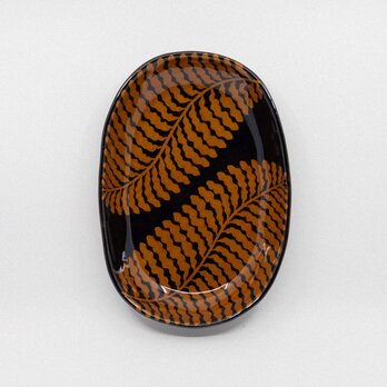 【飴釉】楕円パスタ皿 -Seaweed-