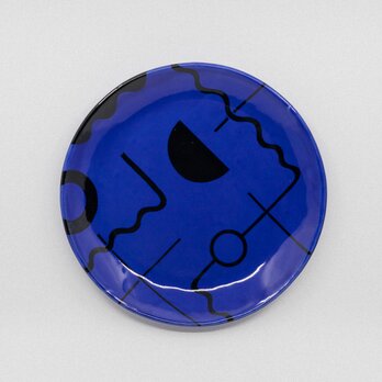 【コバルト釉】8寸平皿 -GEOMETRIC-