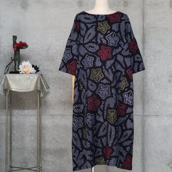 有松絞りのワンピース　 L〜   フリーサイズ 　着物リメイク