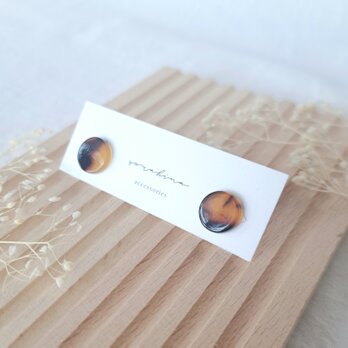 ★再販✕2　"べっ甲、ほのかに彩る…"　サークル　秋　冬　小ぶり　大人可愛いピアス／イヤリングd