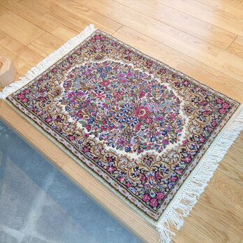 t*☆様 ペルシャ絨毯 ケルマン 186x124cm ヴィンテージ ラグ 手織り ヴィンテージ風、お洒落なペルシャ柄のウィルトン織りラグマット