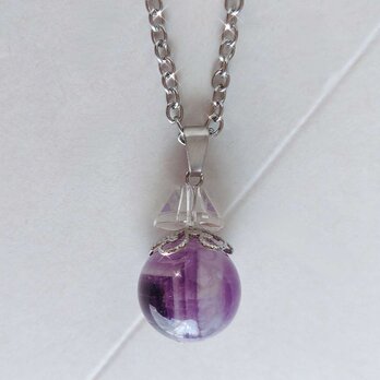 『2月の誕生石』アメジスト 天然石 サージカルステンレス ネックレス ペンダント
