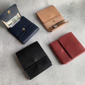 【新作】薄型ミニマル財布　栃木レザー【名入れ・選べる革とステッチ】左利き対応　手縫い　ハーフウォレット