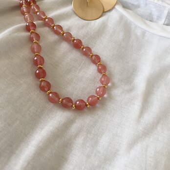 天然石ストロベリー（チェリー）クォーツネックレス　48ｃｍ