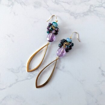 金具変更OK　アメジストとしずくのイヤーアクセサリー（P1086）
