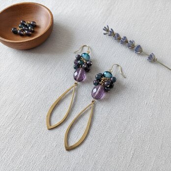 金具変更OK　アメジストとしずくのイヤーアクセサリー（P1086）