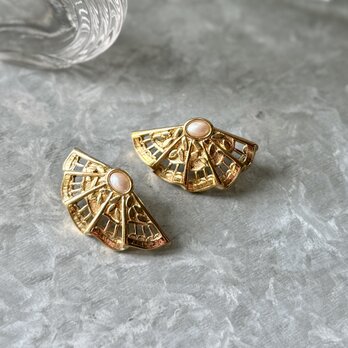 PA281-【 AVON 】エイボン・ヴィンテージピアス 1988 Moonlight Lace Fan Shaped