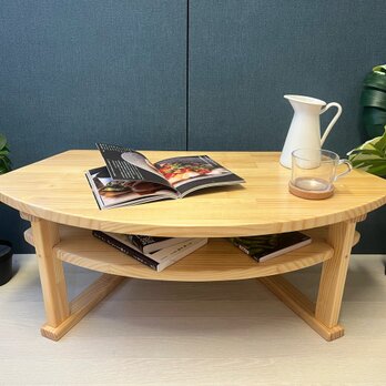 【送料無料】 ローテーブル 扇形 90cm 45cm 35cm パイン ナチュラル