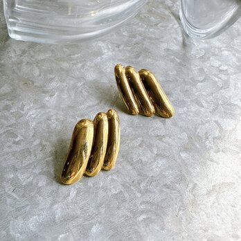 PA256-【 AVON 】エイボン・ヴィンテージピアス 1980s Gold Tone Swirl