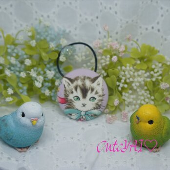 くるみボタン ヘアゴム かわいい キルトゲイト 子猫とパーティーハット 03