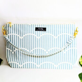 北欧風波型の2WAY横長ポーチ(グリーン)