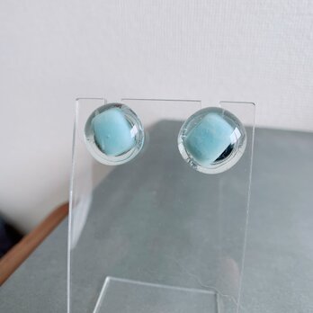 丸四角ガラスピアス