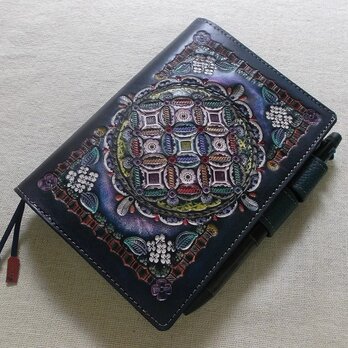 ほぼ日手帳対応　牛革文庫サイズ手帳カバー　刻印＆拭き染め　