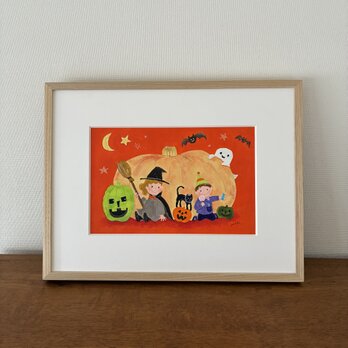 10月の絵｜原画「ハロウィン」※額縁入り