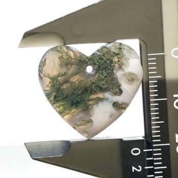 穴あきハート形モスアゲート[319] 21x23mm 24Cts　ルース／天然石／カボション