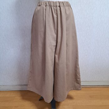 コットンリネン　ガウチョパンツ　フレアーパンツ　ベージュ　フリーサイズ