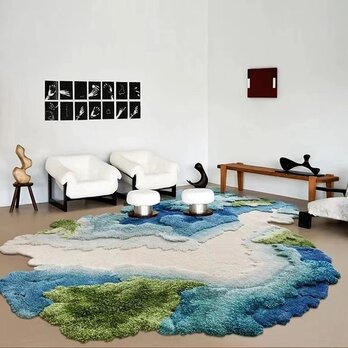 【受注制作】オーダー カーペット 手織りニュージーランドウールカーペット ハンドメイドカシミアウール絨毯 千里の江山