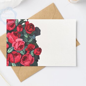 （55）真っ赤なバラの花　ポストカード　3枚セット