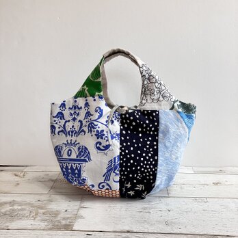 小さなふっくらバッグ　ブルー系