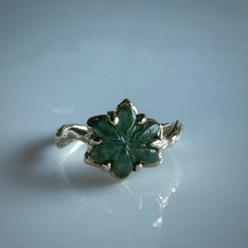 フラワーカービンググリーントルマリンリング / k10