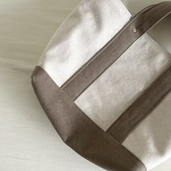 TOTE BAG -bicolor- (M) / ecru × grege