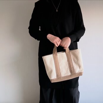 TOTE BAG -bicolor- (M) / ecru × grege