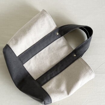 TOTE BAG -bicolor- (M) / ecru × smokygray