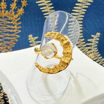 【受注生産】月モチーフのリング 「SV950×ムーンストーン」