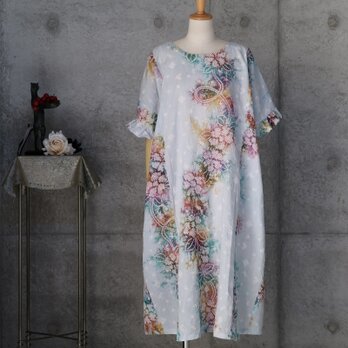 有松絞り　大人用ワンピース　ギャザー袖　ゆったりサイズ　藍染木綿　浴衣リメイク 楽天市場】【浴衣リメイクギャザーワンピース】ミセス40代50