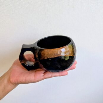 黒柿の一木彫りのコーヒーカップ