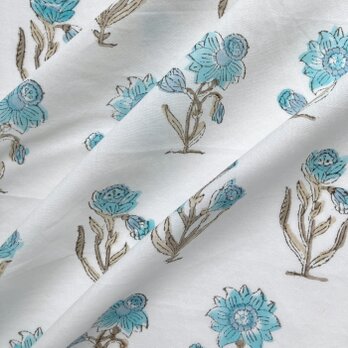 インド ブロックプリント生地 [50cm単位切売] サンガネリ 水仙 ピンク MT 花 フラワー　IF0243のコピー