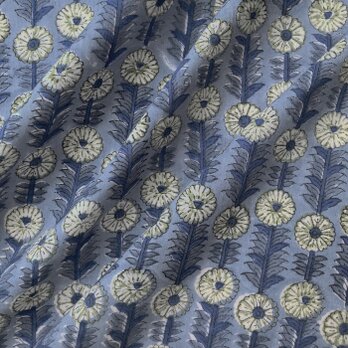 インド ブロックプリント生地 [50cm単位] Sanganeri マーガレットホワイト MT 花 IF0298