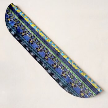 二胡弦カバー❋アフリカン調プリント「ストライプ」／ライムグリーン系×黒